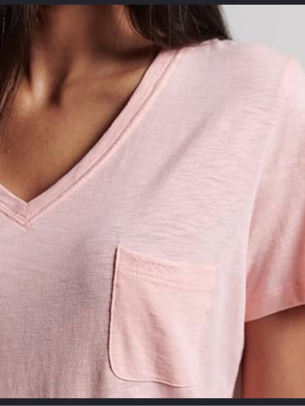 GAP Light Pink V-Neck Short Sleeve cropped Pocket Tee